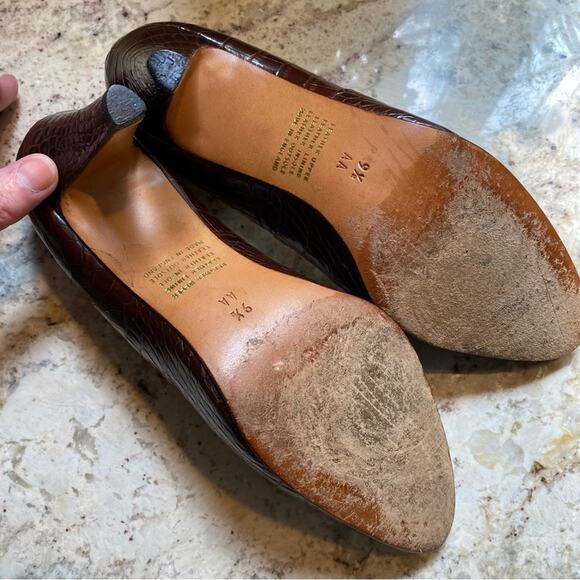 Rayne London $540 Vtg. EVITA Croc Leather Heels sz 9.5 NN (AA) EUC - Picture 9 of 13